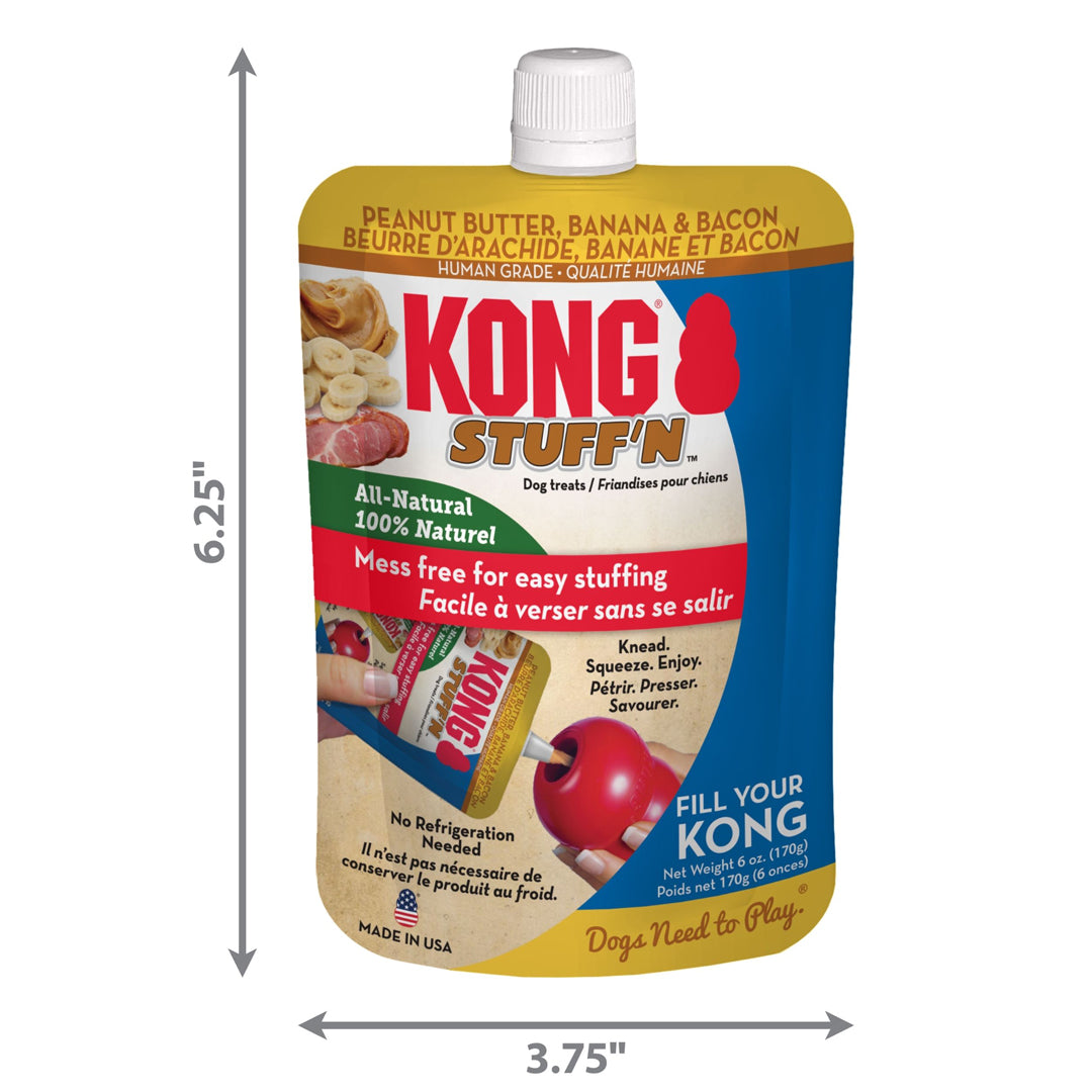 KONG STUFF'N DOG TREAT PASTE POUCH PEANUT BUTTER, BACON & BANANA