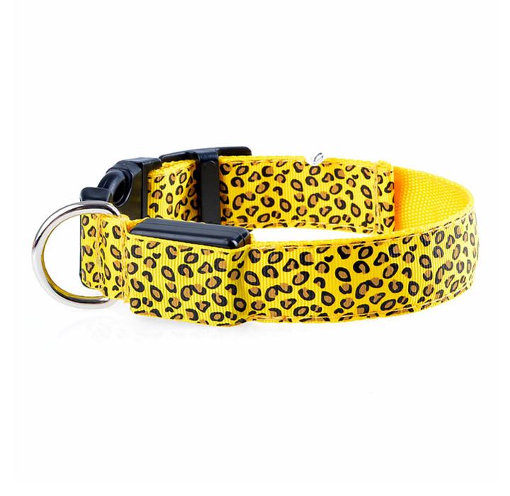 FASHION LEOPARD ADJUSTABLE LED DOG COLLAR