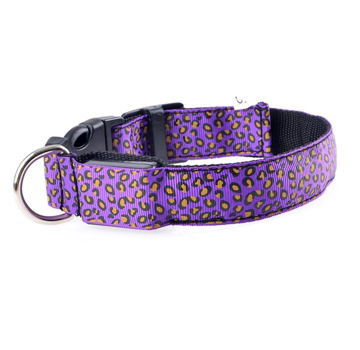 FASHION LEOPARD ADJUSTABLE LED DOG COLLAR
