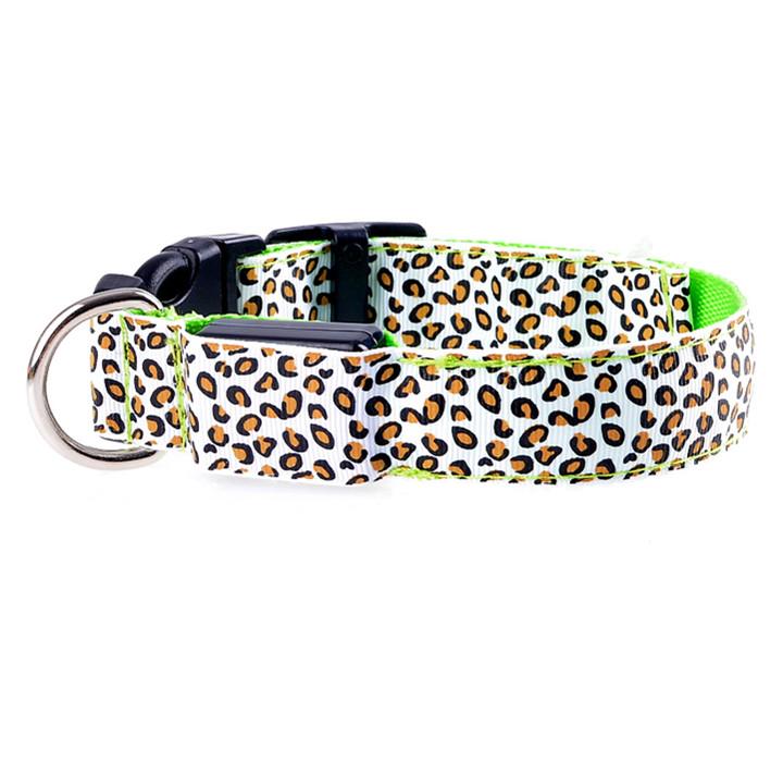 FASHION LEOPARD ADJUSTABLE LED DOG COLLAR