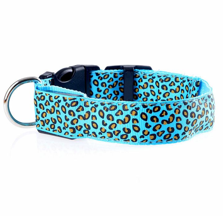 FASHION LEOPARD ADJUSTABLE LED DOG COLLAR