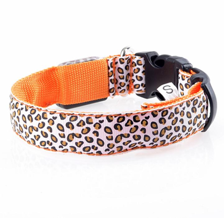 FASHION LEOPARD ADJUSTABLE LED DOG COLLAR