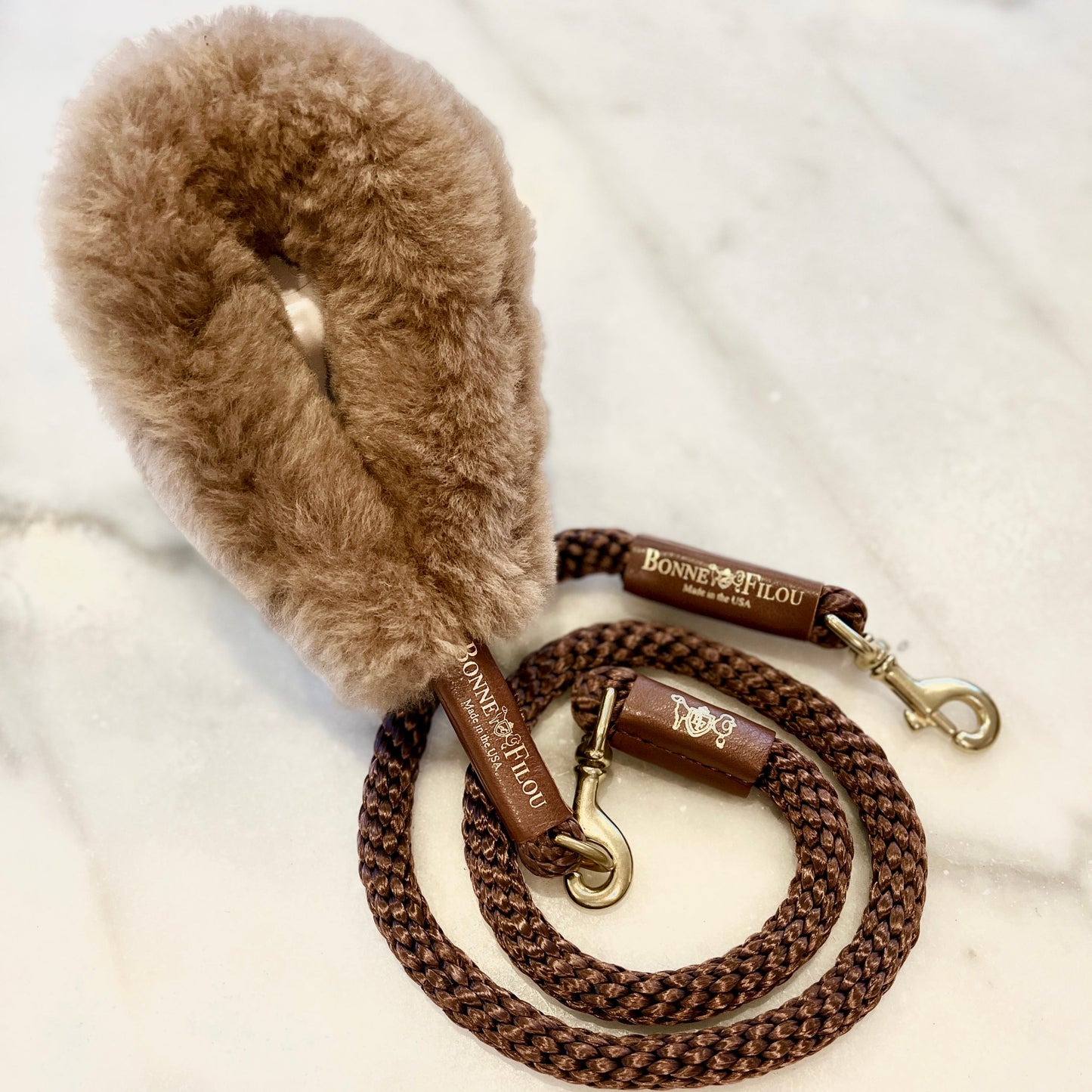 BUNDLE SHEARLING FUR GRIP + ROPE LEASH FOR DOGS