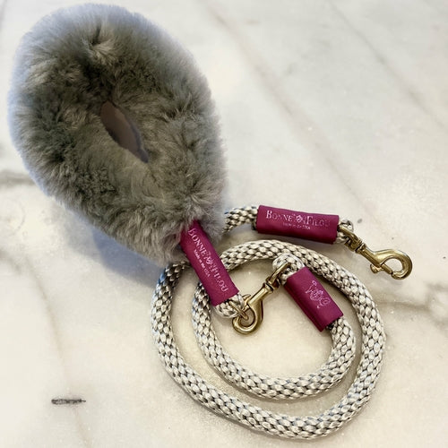 BUNDLE SHEARLING FUR GRIP + ROPE LEASH FOR DOGS