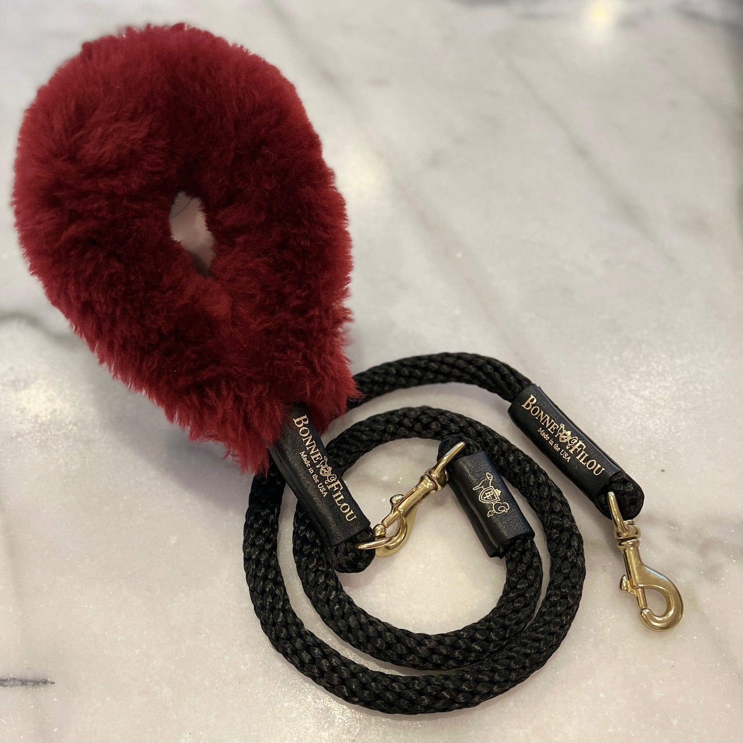 BUNDLE SHEARLING FUR GRIP + ROPE LEASH FOR DOGS
