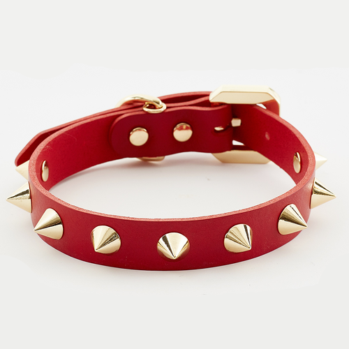 GOLDEN SPIKE RED COLLAR