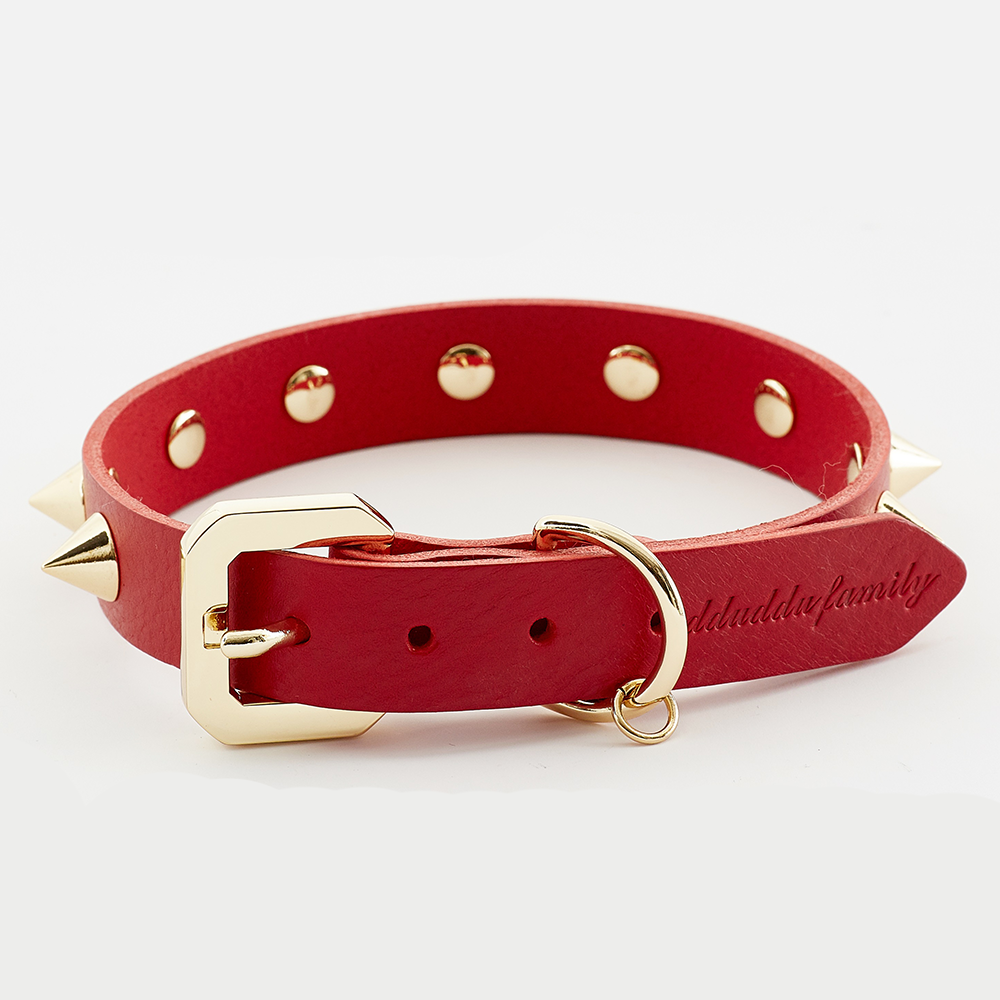 GOLDEN SPIKE RED COLLAR