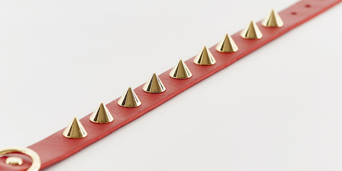 GOLDEN SPIKE RED COLLAR