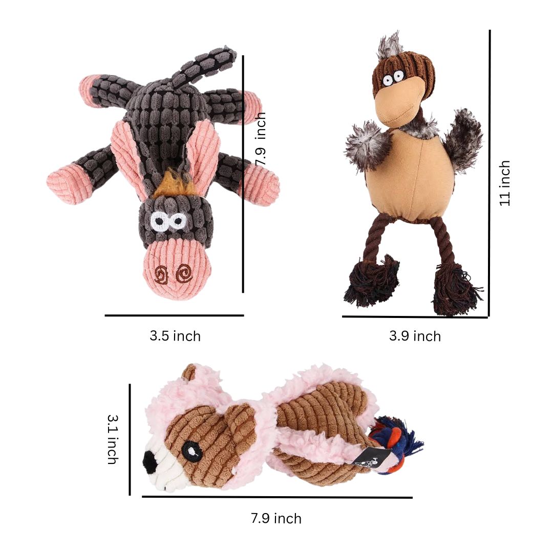 3 PACK ASSORTED DOG TOYS