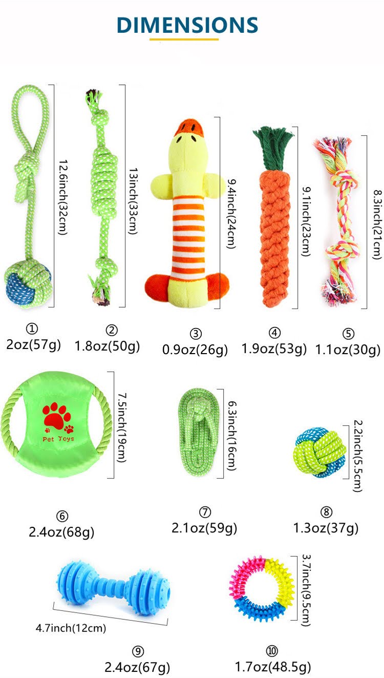 10 PCS BITE-RESISTANT MOLAR DOG TOYS
