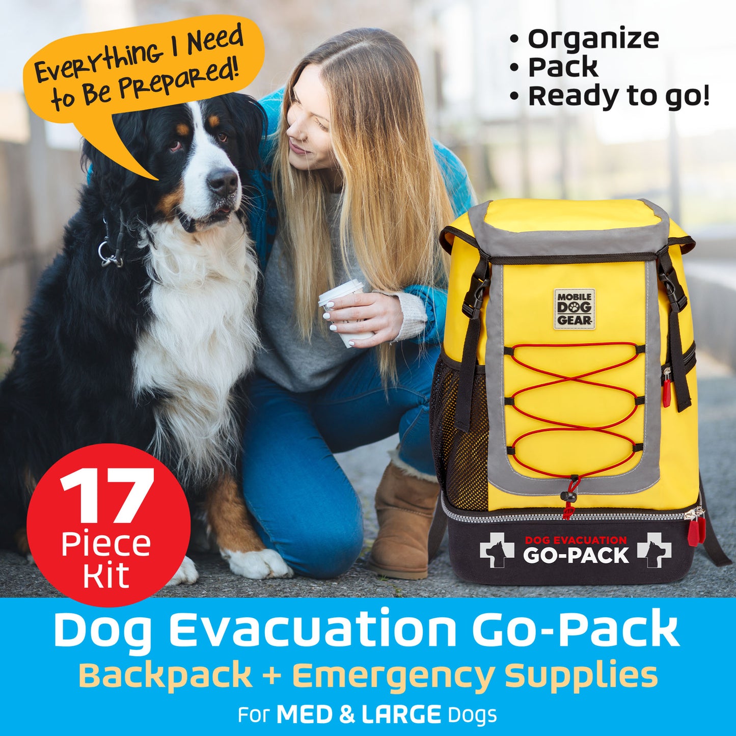 MOBILE DOG GEAR DOG EVACUATION GO-PACK (MEDIUM/LARGE)