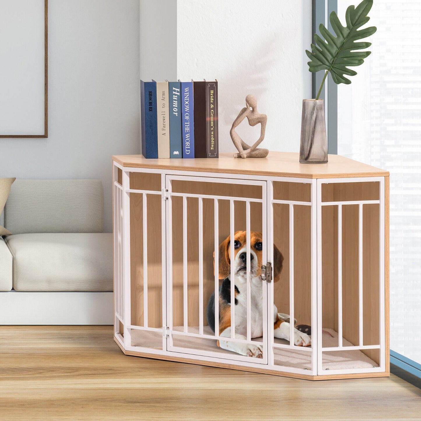WOODEN AND METAL DOG HOUSE FOR SMALL/MEDIUM DOGS