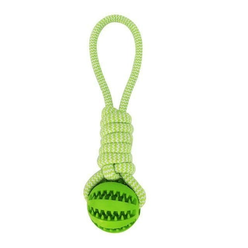 DURABLE RUBBER BALL CHEW TOY WITH COTTON ROPE