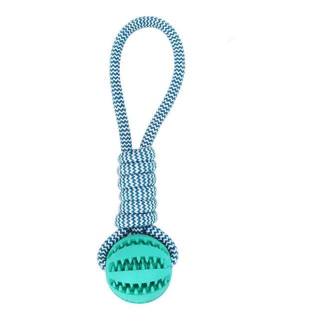 DURABLE RUBBER BALL CHEW TOY WITH COTTON ROPE